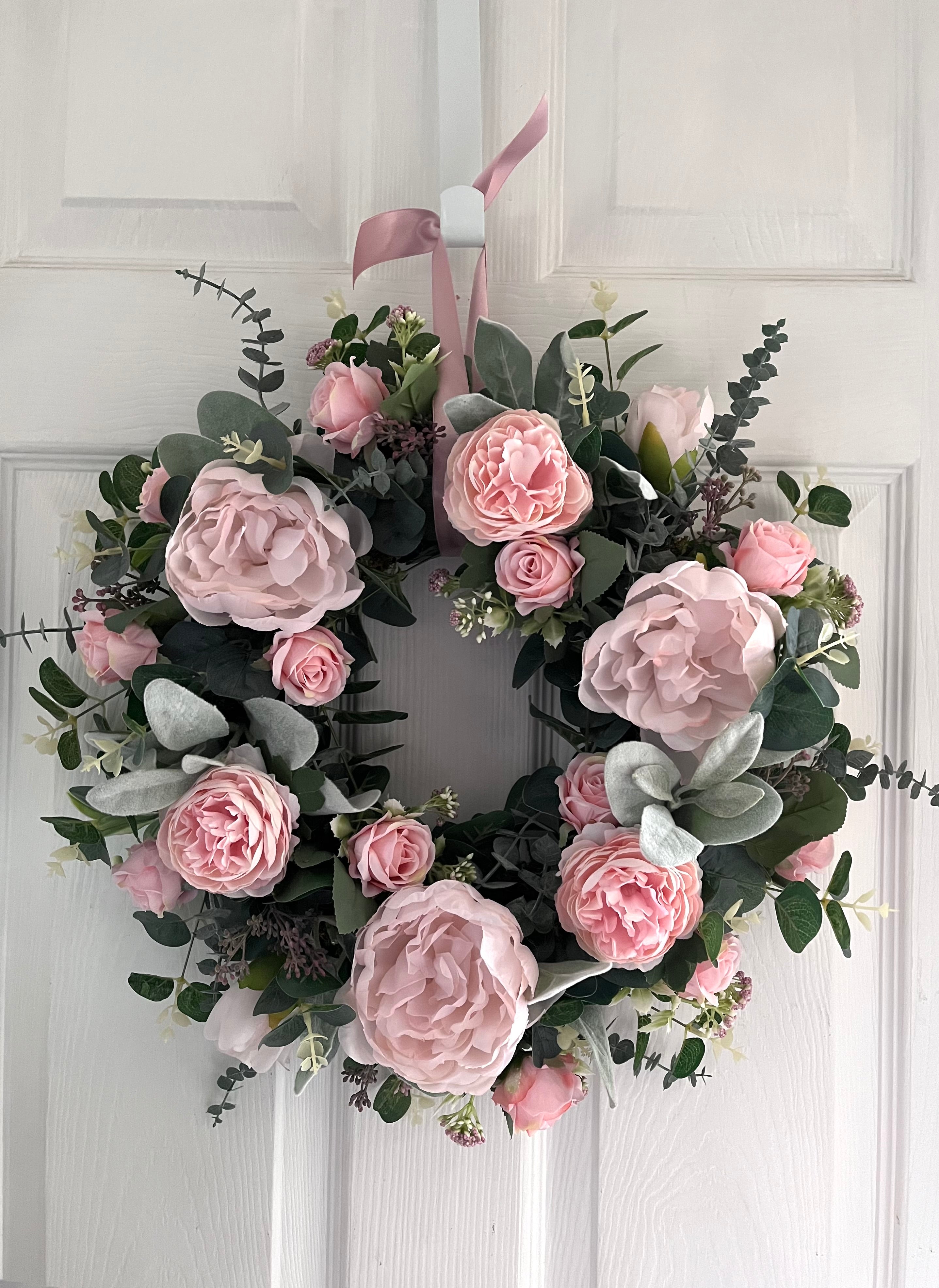 Pretty pink Door Wreath